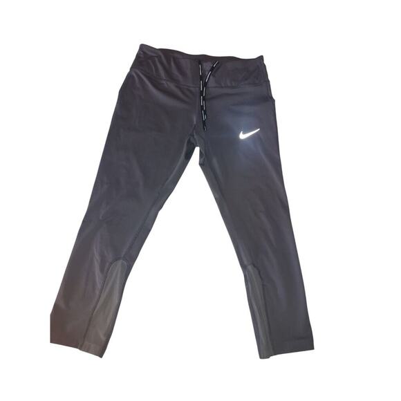 Nike Women’s Power Epic Run Cropped Pants Running Tights Yoga Gym Gray Sz M - Picture 1 of 6